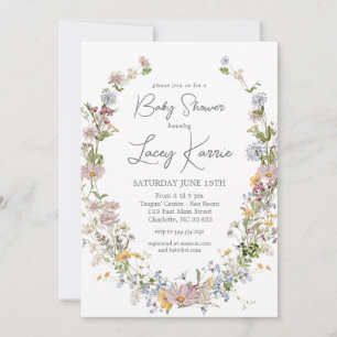 Invitation Baby shower fleur sauvage, Boho Floral
