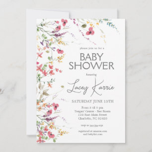 Invitation Baby shower fleur sauvage, Boho Floral