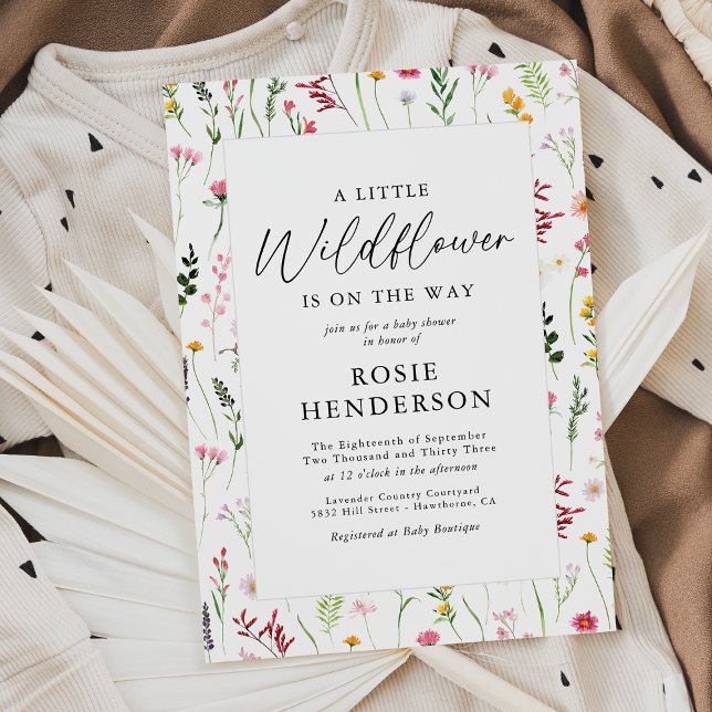 Invitation Baby shower Fleur sauvage Boho Little (Créateur téléchargé)