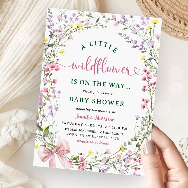 Invitation Baby shower fleur sauvage Boho Little Fleur sauvag (Créateur téléchargé)