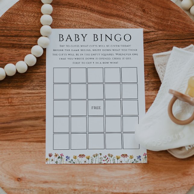 Invitation Baby shower Fleur sauvage coloré Baby Bingo Card (Créateur téléchargé)