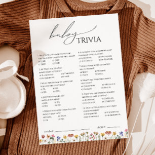 Invitation Baby shower Fleur sauvage coloré Trivia  bébé Cart