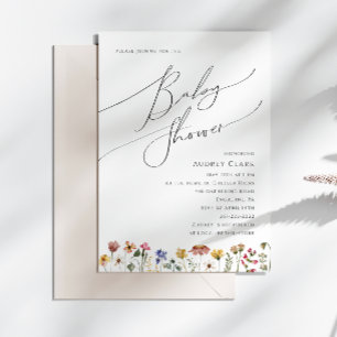 Invitation Baby shower Fleur sauvage colorée