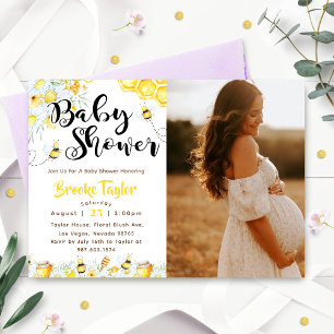 Invitation Baby shower Fleur sauvage d'abeilles