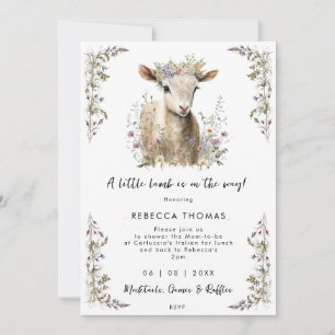 Invitation baby shower fleur sauvage d'agneau de printemps