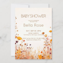 Invitation Baby shower Fleur sauvage d'automne