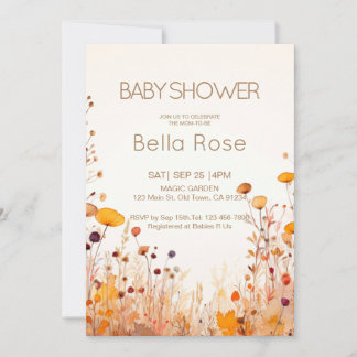 Invitation Baby shower Fleur sauvage d'automne