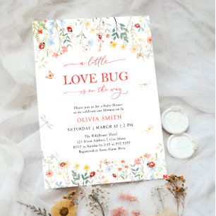 Invitation Baby shower Fleur sauvage de bug mignon