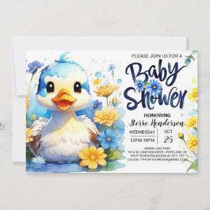 Invitation Baby shower Fleur sauvage de canard aquarelle