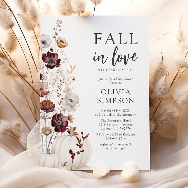 Invitation Baby shower Fleur sauvage de Fall in Love (Créateur téléchargé)