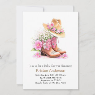 Invitation Baby shower Fleur sauvage de l'aquarelle occidenta