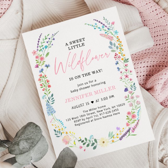 Invitation Baby shower Fleur sauvage doux (Créateur téléchargé)
