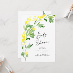 Invitation Baby shower Fleur sauvage doux et jaune