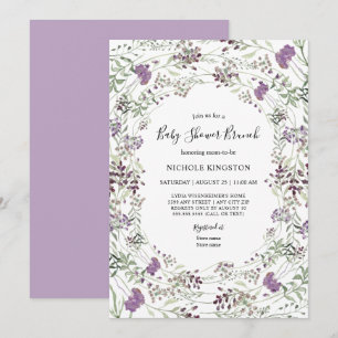 Invitation Baby shower Fleur sauvage Lavender Sage Brunch