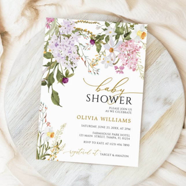 Invitation Baby shower Fleur sauvage Lilac (Créateur téléchargé)