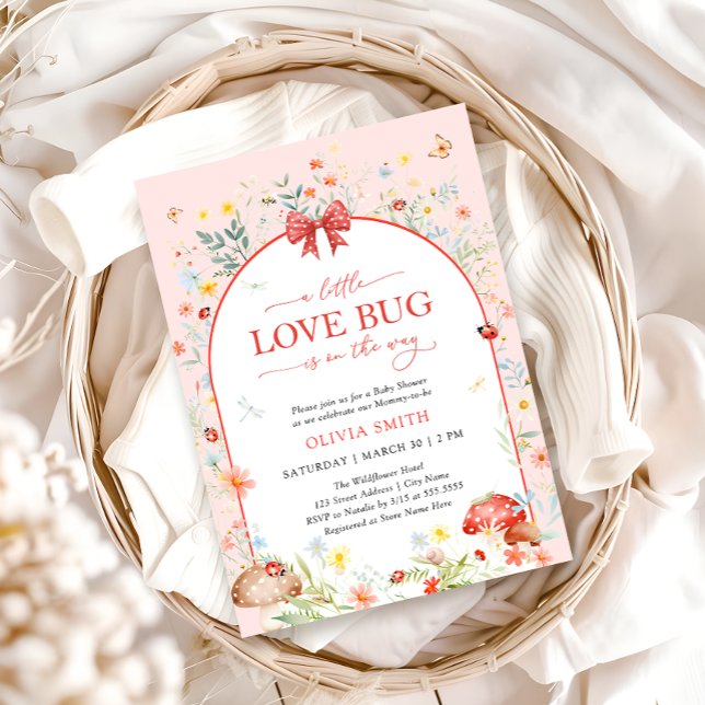 Invitation Baby shower Fleur sauvage Little Love Bug (Créateur téléchargé)