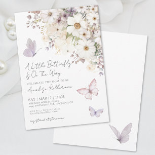 Invitation Baby shower Fleur sauvage papillon