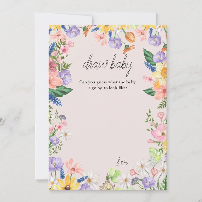 Invitation Baby shower fleur sauvage Ressort Dessin Baby Game (Devant)