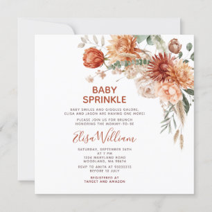 Invitation Baby shower Fleur sauvage rustique pour bébé saupo