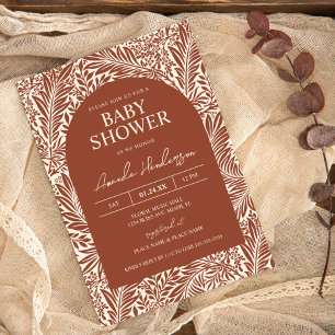 Invitation Baby shower Fleur sauvage vintage en terre cuite