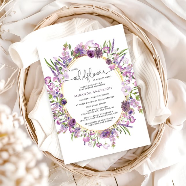 Invitation Baby shower Fleur sauvage violet (Créateur téléchargé)