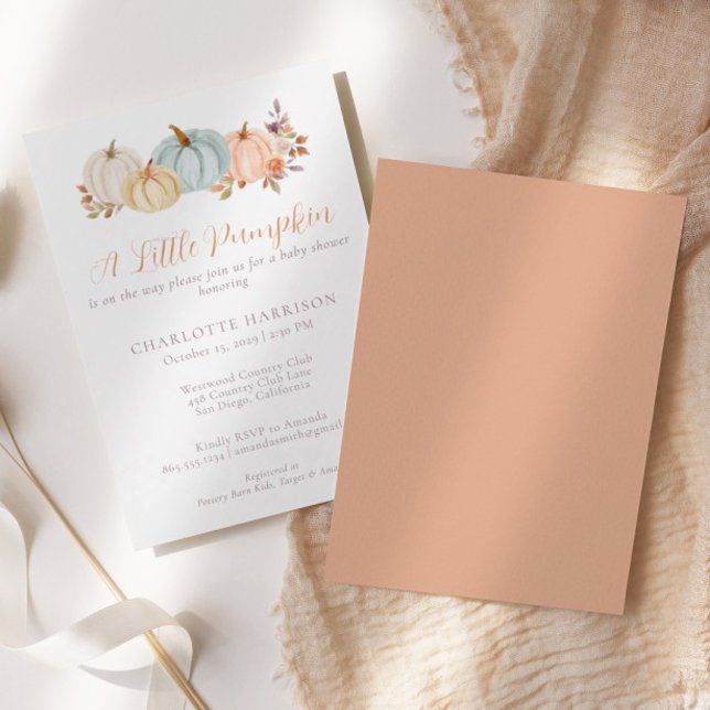 Invitation Baby shower fleuri d'automne petit Citrouille (Créateur téléchargé)
