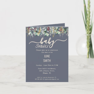 Invitation baby shower fleuri eucalyptus