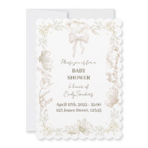 Invitation Baby Shower Fleurie Delft Fantaisiste