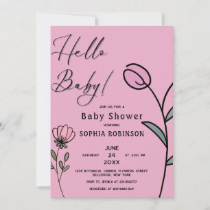 Invitation Baby shower Fleurs Abstraites