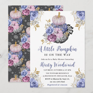 Invitation Baby Shower Fleurs de citrouilles de Pompes floral