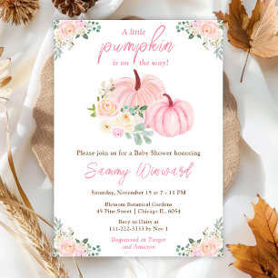 Invitation Baby Shower Fleurs de Citrouilles Roses