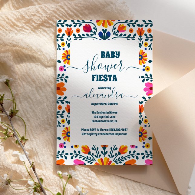 Invitation Baby shower Fleurs de Fiesta Little Senorita (Créateur téléchargé)
