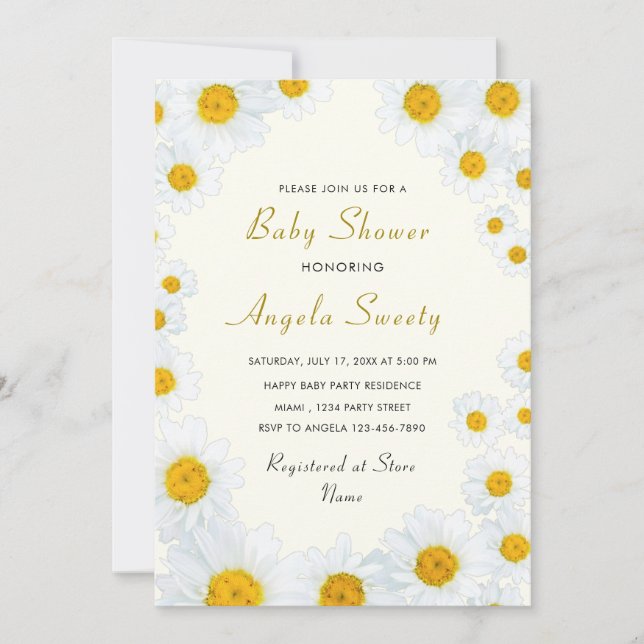 Invitation Baby shower Fleurs de marais (Devant)