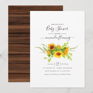 Invitation Baby Shower Fleurs de Tournesol Bohème Aquarelle R
