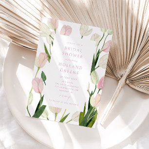 Invitation Baby Shower Fleurs de Tulipe Rose
