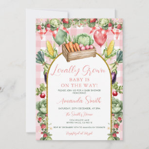 Invitation Baby Shower Fleurs Locales Fraîches de Marché Rose