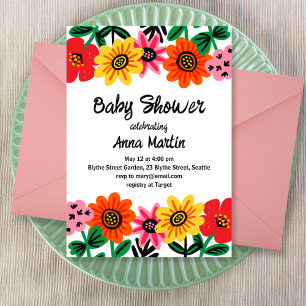 Invitation Baby shower Fleurs Lumineuses