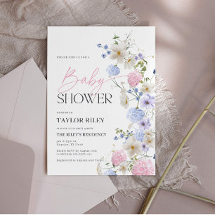 Invitation baby shower   Fleurs Pastel