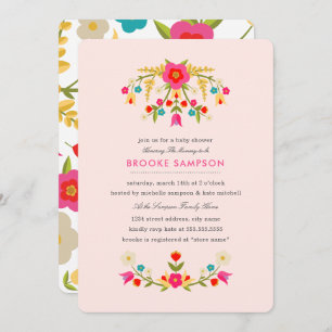 Invitation Baby shower Fleurs Pays