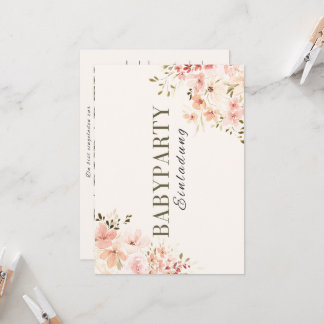 Invitation Baby Shower – Fleurs Roses Baby Shower