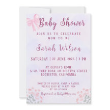 Baby Shower Fleurs Ruban Rose Pâle