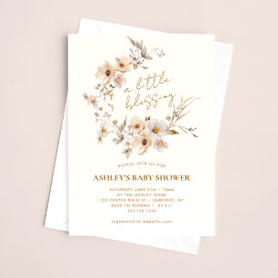 Invitation Baby Shower Fleurs Sauvages Bohème Bénédictions