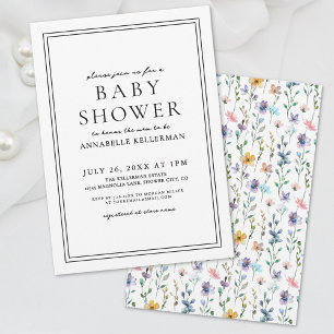 Invitation Baby Shower Fleurs Sauvages Pastel