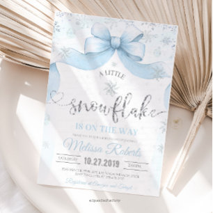 Invitation Baby shower Flocon de neige avec un nœud 