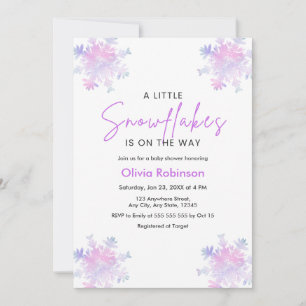 Invitation Baby Shower Flocon de Neige Hiver 