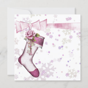 Invitation Baby Shower Flocon de neige rose en hiver blanc