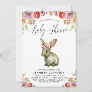 Invitation Baby shower Flora Bunny