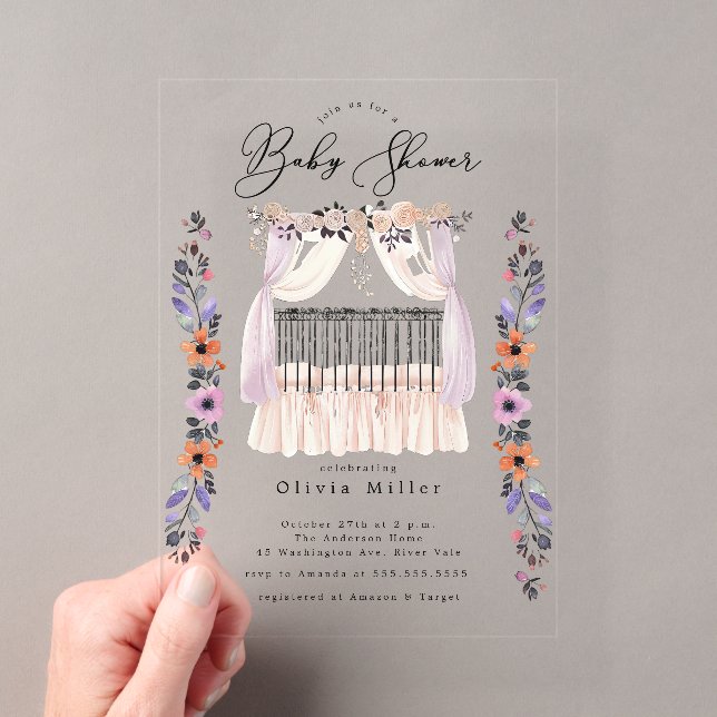 Invitation Baby shower floral (In situ (ordinateur de poche))