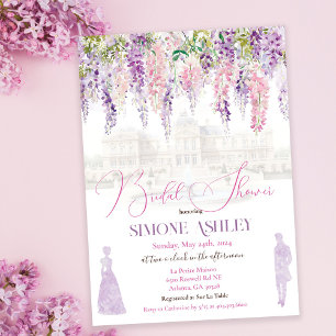 Invitation Baby Shower Floral à l'ancienne de l'ère Régence 