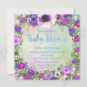 Invitation Baby shower floral aquarelle